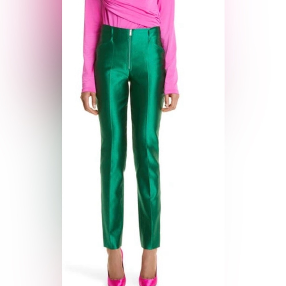 Victoria Beckham Satin Green trousers NWT UK6/US2
